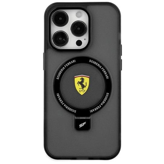 Ferrari Fehmp15Suscak Iphone 15 6.1" Czarny/Black Hardcase Ring Stand 2023 Collection Magsafe Ferrari