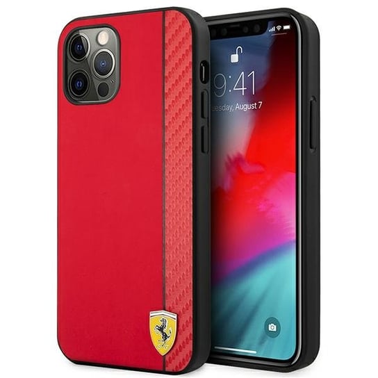 Ferrari FESAXHCP12MRE iPhone 12/12 Pro 6,1" czerwony/red hardcase On Track Carbon Stripe Ferrari