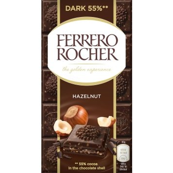 Ferrero Rocher, czekolada gorzka 55% z orzechami laskowymi, 90g Ferrero