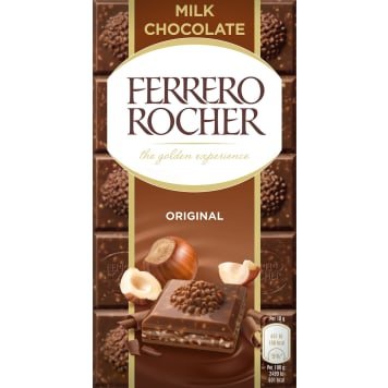Ferrero Rocher, czekolada mleczna z orzechem laskowym, 90g Ferrero