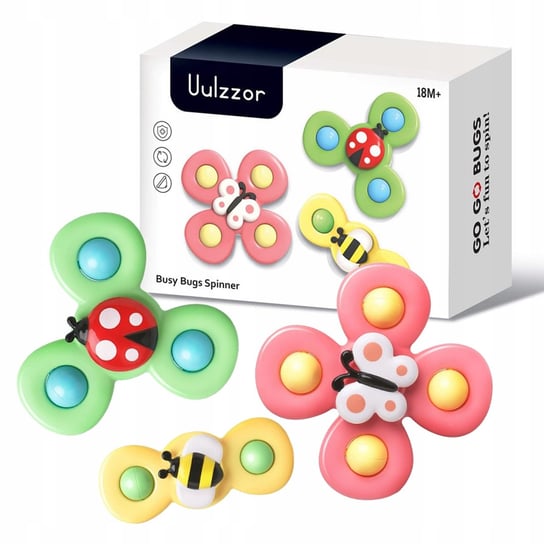 Fidget Spinner Z Przyssawką Zabawka Sensoryczna Grzechotka Zestaw 3 Sztuk LUXMA