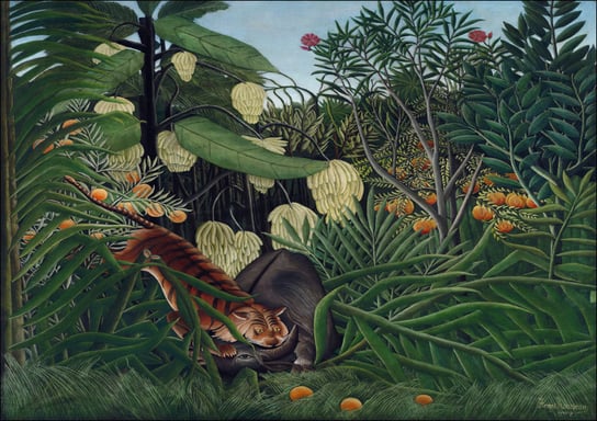 Fight between a Tiger and a Buffalo, Henri Rousseau - plakat 59,4x42 cm Galeria Plakatu