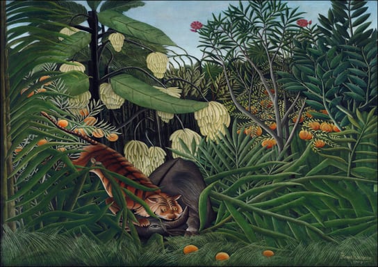 Fight between a Tiger and a Buffalo, Henri Rousseau - plakat 60x40 cm Galeria Plakatu