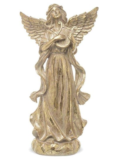 Figurka Anioł z harfą złoty tworzywo 30,5x17x11 cm Art-Pol