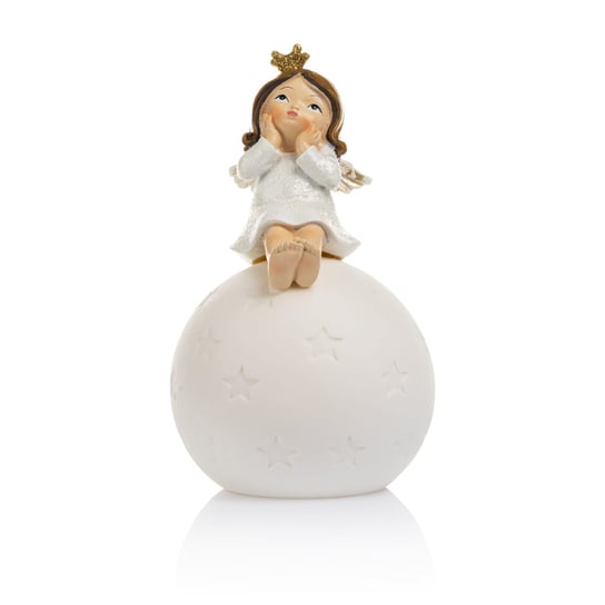 Figurka - aniołek - kula śnieżna - świecąca - 17 cm - Favola Święte Miasto