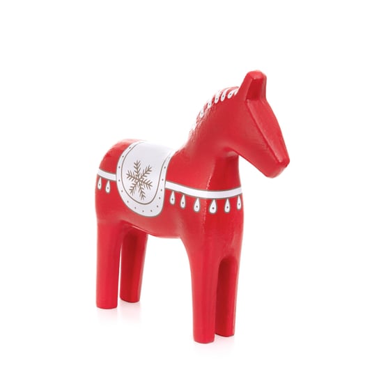 Figurka CABALLO drewniana koń czerwony 24 cm dekoracja świąteczna Homla