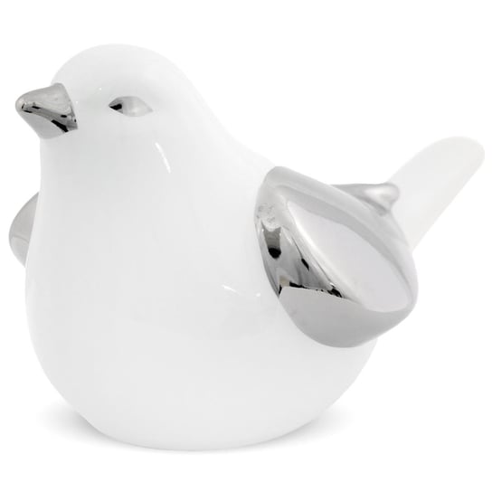 Figurka Ceramiczna - Biało - Srebrny Ptak Manu 9X16 Cm Duwen