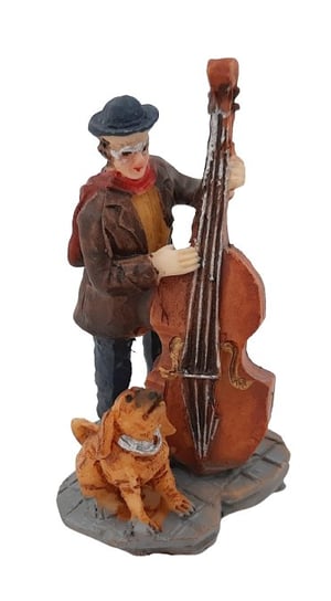 Figurka ceramiczna grajek instrument kontrabas pies dekoracja makieta prezent upominek Inna marka