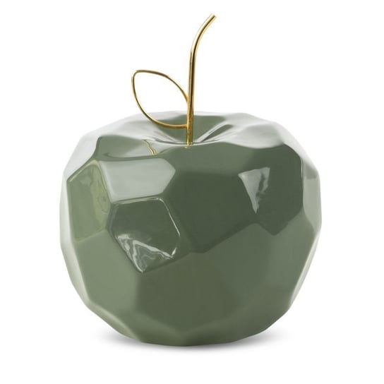 Figurka Ceramiczna Jabłko Apel 16X16X13 Zielona + Złota Eurofirany