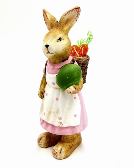 Figurka ceramiczna KRÓLIK dziewczynka z koszem marchewek 19,5x7,5 cm Inny producent