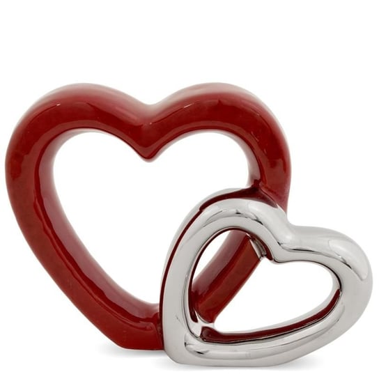 Figurka ceramiczna PIGMEJKA Serce, czerwono-srebrna, 11,5x15x5 cm Pigmejka