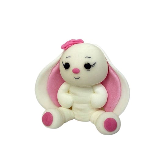 Figurka Cukrowa Zajączek Biało-Różowy Dziewczynka Z Kokardą Inna marka