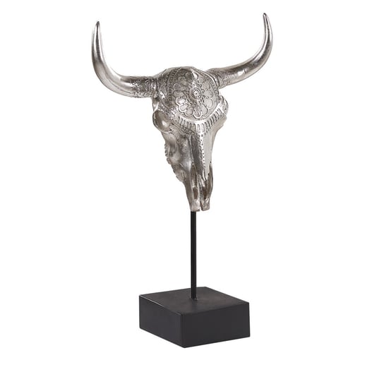 Figurka czaszka byka srebrna BULACAN Beliani