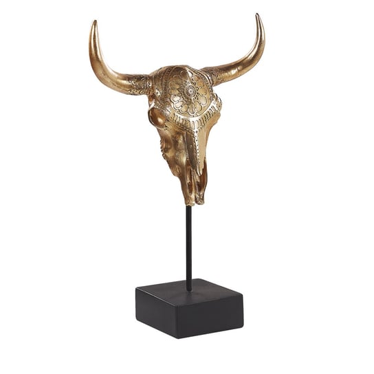 Figurka czaszka byka złota BULACAN Beliani