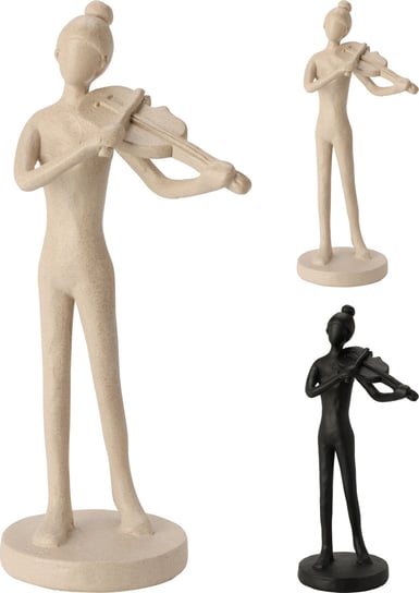 Figurka, dama ze skrzypcami, 14x10x30cm, czarny mat/ piaskowy Home Styling Collection