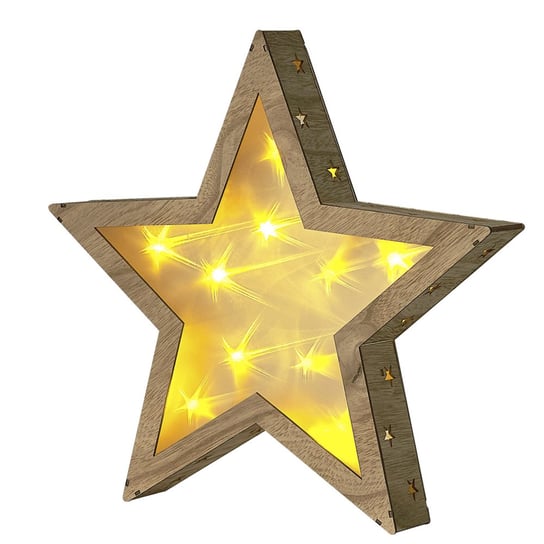Figurka dekoracyjna LED gwiazdka jasne drewno NASTOLA Beliani