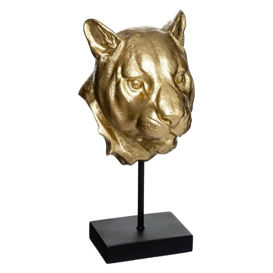 Figurka dekoracyjna z polyresinu, złota głowa lwa, wys. 37 cm Atmosphera