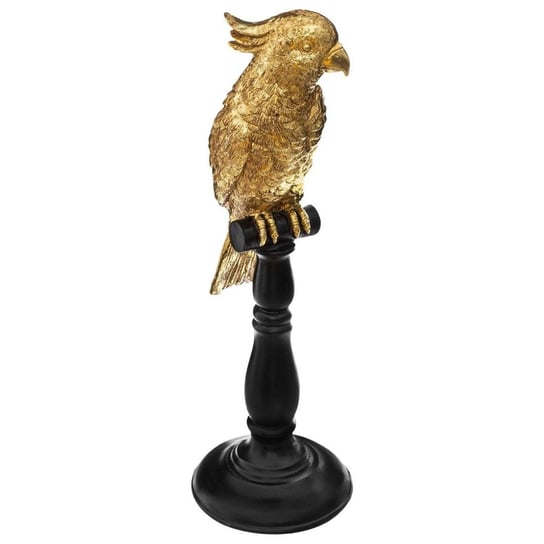 Figurka dekoracyjna z polyresinu, złota papuga, wys. 35,5 cm Atmosphera