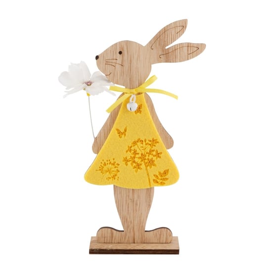 Figurka Drewniana Pani Zając Z Kwiatkiem 15X4,5X29 cm ALTOMDESIGN