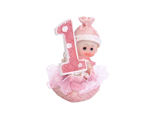 Figurka, Dziewczynka 1 Urodziny, różowy, 7cm PartyDeco