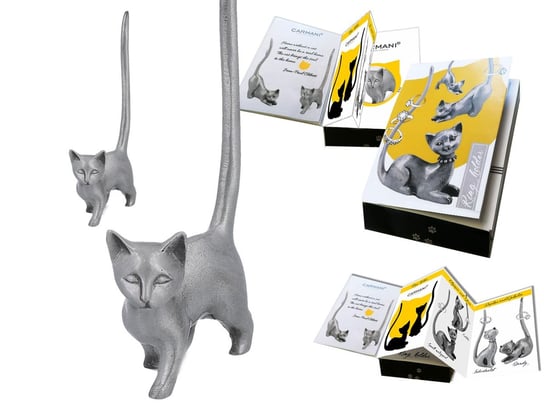 Figurka kot stojak na biżuterię metal Hanipol