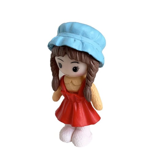 Figurka laleczka Dziewczynka w czerwonej sukience z warkoczykami HABARRI