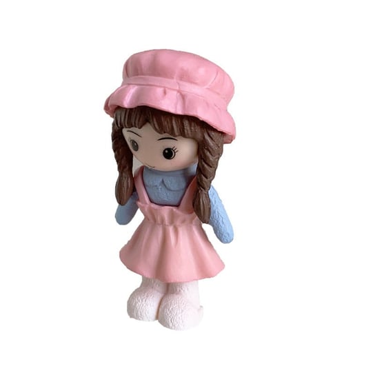 Figurka laleczka Dziewczynka w różowej sukience z warkoczykami HABARRI