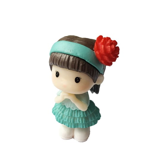 Figurka laleczka Dziewczynka z seledynową opaską i kwiatuszkiem HABARRI