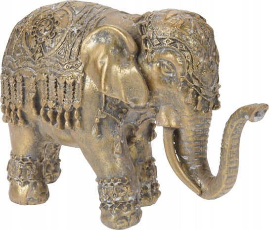 Figurka ozdobna słonik na szczęście złoty 12 x 19 cm Koopman