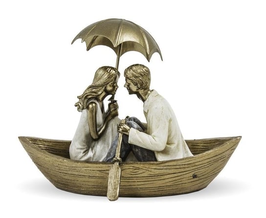 Figurka Para łódź z parasolką miedziany biały beż Art-Pol