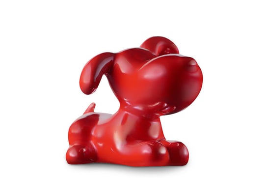 Figurka Pies VELPO perłowa czerwień, 9,5x7,5x7, ceramika Konsimo