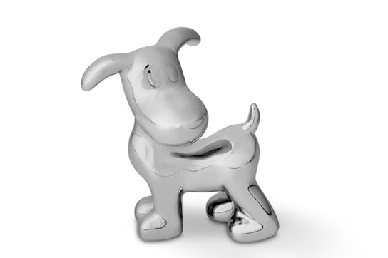 Figurka Pies VELPO srebrny, 11x12x7,5, ceramika Konsimo