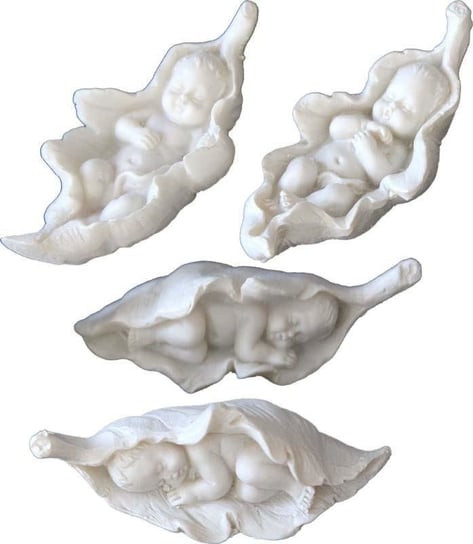 Figurka PIGMEJKA Dziecko Śpiące w Listku, biała, 2,5x6 cm Pigmejka