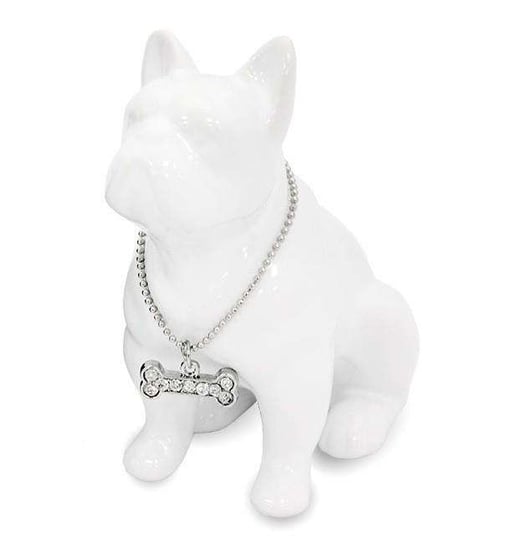 Figurka PIGMEJKA Pies z łańcuszkiem, biała, 10 cm Pigmejka