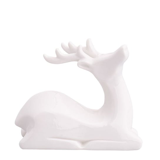 Figurka porcelanowa, Renifer Modern, Biała, 11x4,5x9,5 cm ALTOMDESIGN