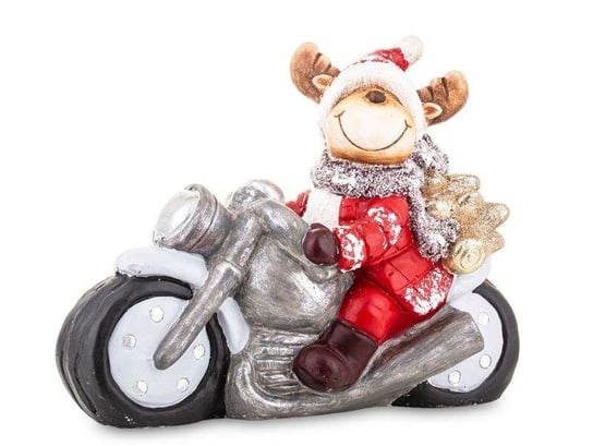 Figurka Renifer na motocyklu w stroju mikołaja Art-Pol