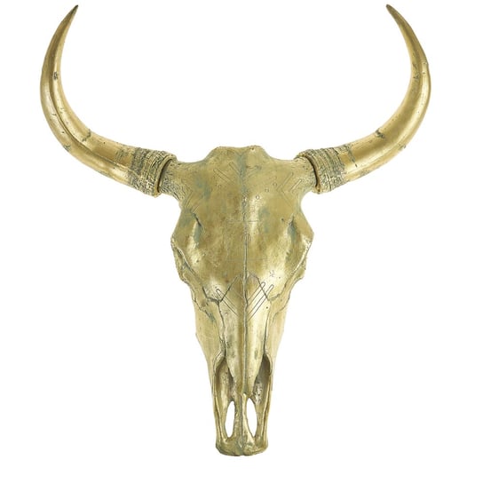 Figurka ścienna czaszka byka metalowa złota KEVO Beliani