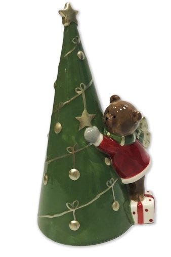 Figurka świąteczna choinka z misiem 24,5 cm zielona Kaemingk