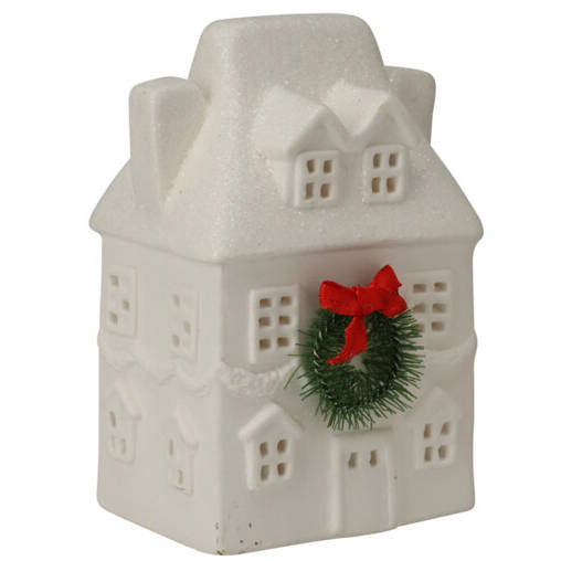 Figurka świąteczna, domek z brokatowym dachem Home Styling Collection