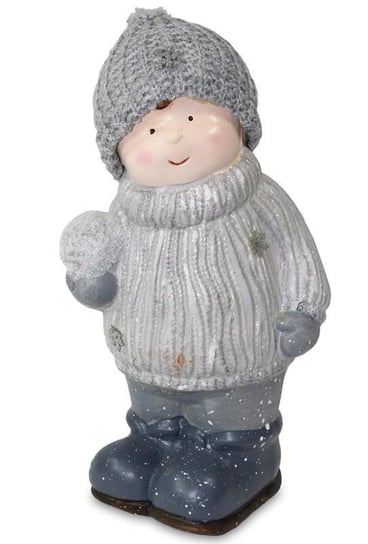 Figurka świąteczna, dziecko w czapce, szara, 10,5x14x27 cm Pigmejka