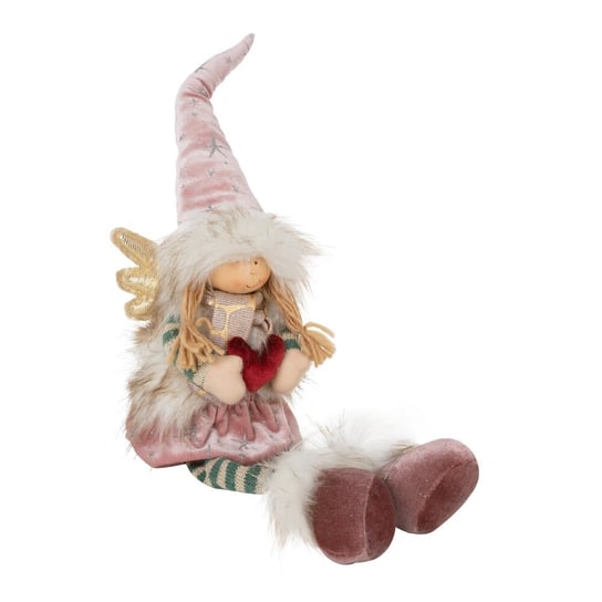 Figurka świąteczna lalka elf 13X12X63CM RÓŻ Eurofirany