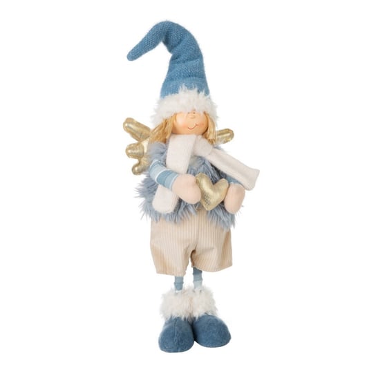 Figurka świąteczna lalka elf 17X16X65CM niebieska Eurofirany