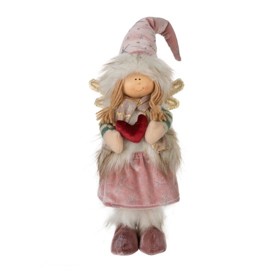 Figurka świąteczna lalka elf urocza 14X13X51CM RÓŻ Eurofirany