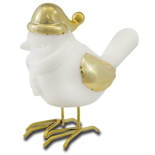 Figurka świąteczna, ptaszek, biało-złota, 12x7x12 cm Pigmejka