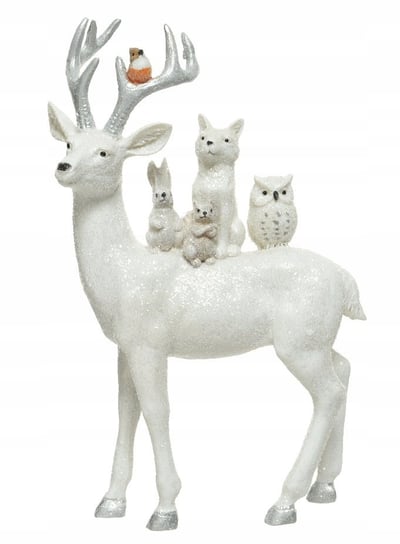 Figurka Świąteczna Stojąca Renifer Biały 40 Cm Kaemingk