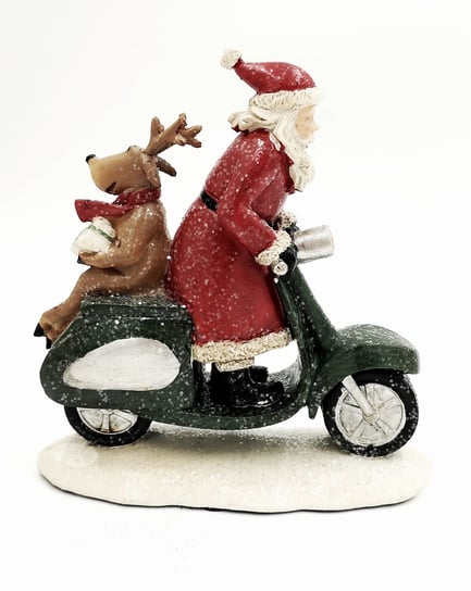 Figurka Świąteczna Święty Mikołaj I Renifer Na Skuterze 18X17 Cm Inna marka
