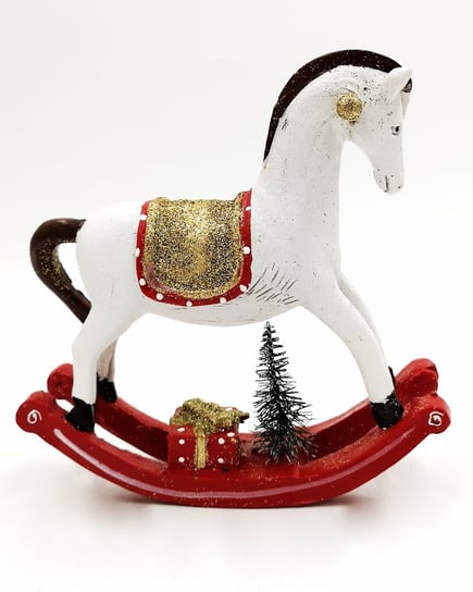 Figurka Świąteczna Zimowa Biały Konik Koń Na Biegunach 16X16 Cm Inna marka