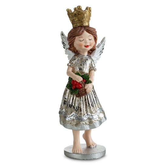 Figurka świąteczny zimowy aniołek 80/A z koszyczkiem Eurofirany