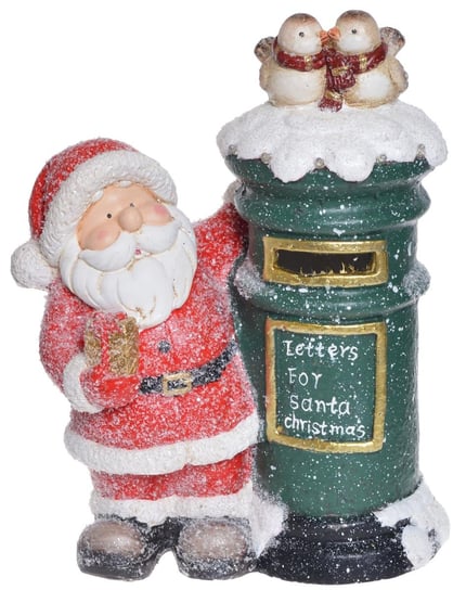 Figurka Święty Mikołaj ze skrzynką na listy LED, Zielony MIA home