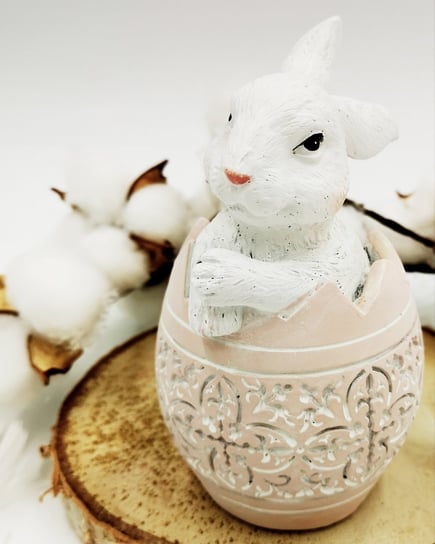 Figurka Wielkanocna Króliczek W Różowej Skorupce Jajka 12,5X8 cm Inny producent